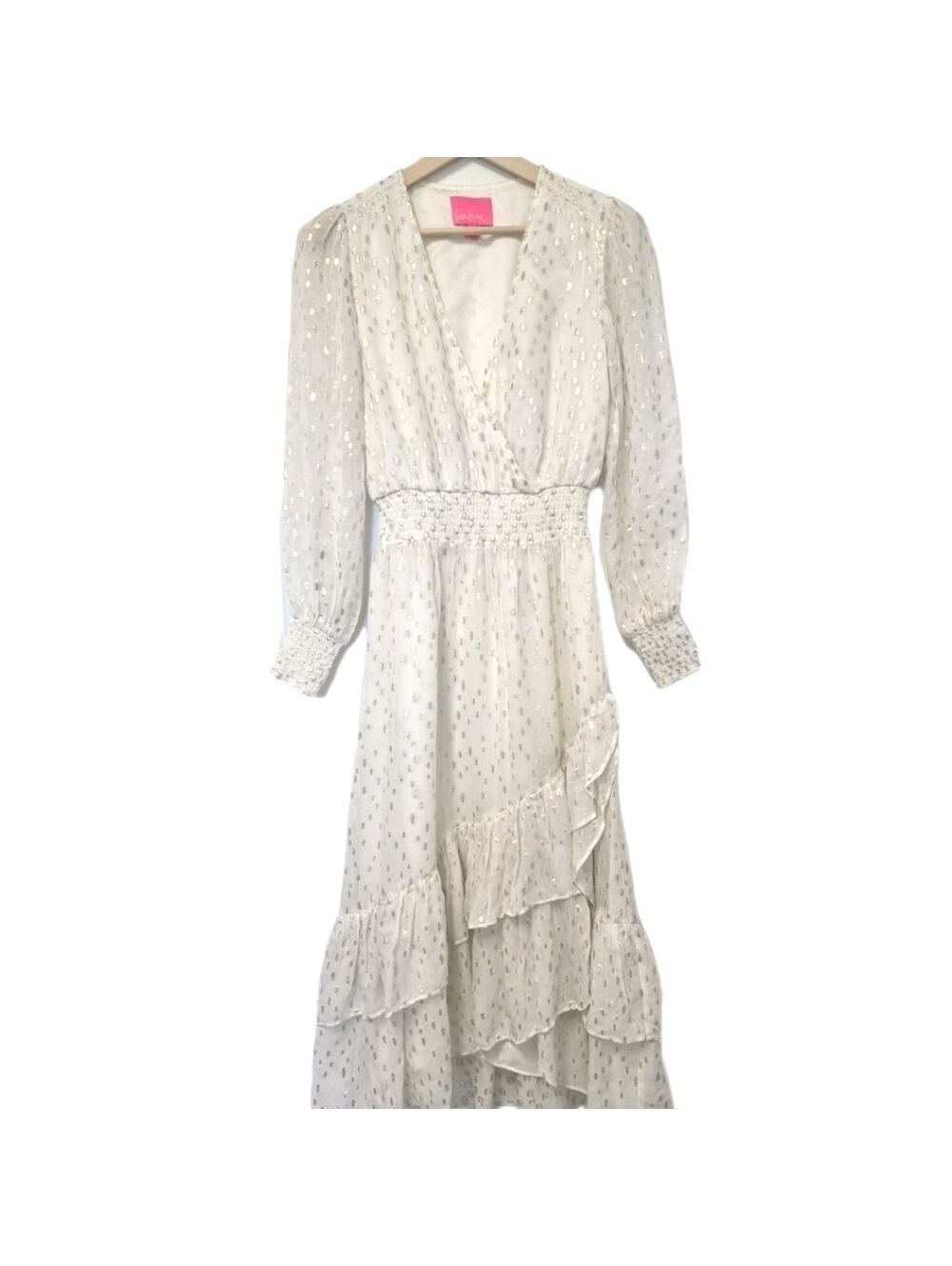 Lilly Pulitzer Womens Cristiana Midi Dress Size 6 White Gold Flowly Bridal - Picture 5 of 12